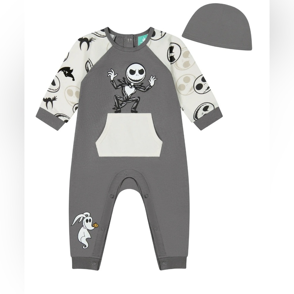 Disney Baby 2 Pc Nightmare Before Christmas Long Sleeve Jumpsuit Hat NWT Unisex